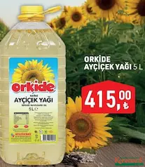 ORKİDE AYÇİÇEK YAĞI 5 L fiyat ve kampanya bilgisi